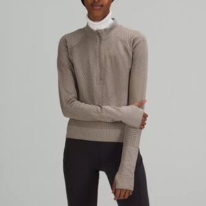 Lululemon Rest Less Cropped Half-Zip Grid Warp Rover / Raw Linen Size 6